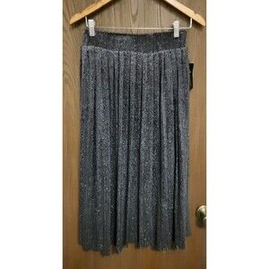 Metrowear Long Pleated Silver Black Glitter Skirt Women’s Size Medium